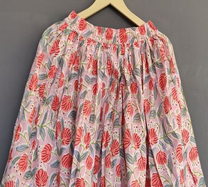 Handmade Women's <b>Long</b> Cotton <b>Skirt</b> with Unique Print Breathable <b>Summer</b> Beachwear with Natural Waistline - Product Image 2