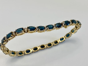 สร้อยข้อมือประดับเพชรสีฟ้าเข้มทรงรีชุบทอง18K ทรงรีชุบด้วยทองคำเครื่องประดับแฟชั่นสำหรับผู้หญิง - Product Image 3