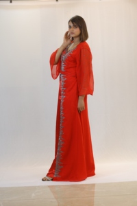 Wedding Party <b>Dress</b> for <b>Women</b> Elegant Modest Fully Hand Embroidered Beaded <b>Kaftan</b> with Full Sleeves - Product Image 5