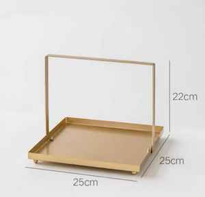 Bandeja de metal multifuncional para el hogar, accesorio sencillo y moderno, redondo y cuadrado, dorado - Product Image 1