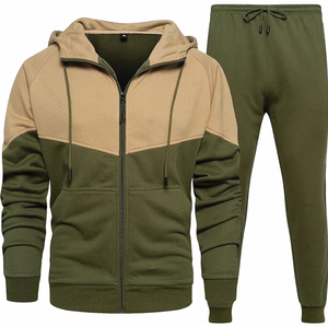 Ensemble de survêtement athlétique décontracté 2 pièces pour homme, personnalisé OEM, léger, en coton/polyester/spandex, avec sweat à capuche et pantalon de survêtement color block - Product Image 6