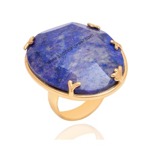 Premium Quality Gold Plated 925 Sterling Silver Natural <b>Lapis</b> <b>Lazuli</b> Single Gemstone <b>Ring</b> for Women Fine Jewelry for Parties - Product Image 1