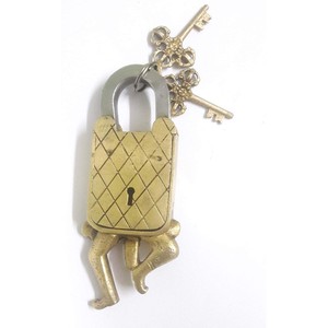 Fully Functional Brass Ancient Soldier <b>Lock</b> Beautiful Padlocks with Two <b>Keys</b> - Product Image 1