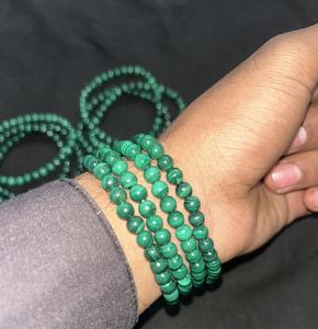 Pulsera de cristal de malaquita verde Natural de 6mm de alta calidad, colgante de ágata Soha elástico estirable, piedra de energía, mascota de piedras preciosas - Product Image 4