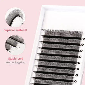 Venta al por mayor 50% Descuento en 0,07mm Mate Negro oscuro Volumen individual Extensiones de pestañas Bandeja ML L + Espesor Etiqueta privada - Product Image 1