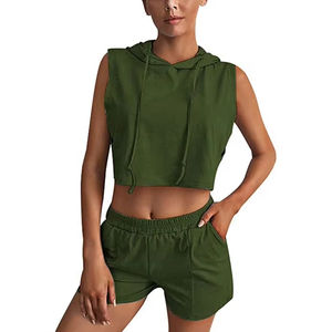 Ensemble 2 pièces pour femmes avec logo personnalisé de haute qualité hauts et bas d'entraînement courts pour la course à pied et le fitness costume de fitness pour femmes - Product Image 2