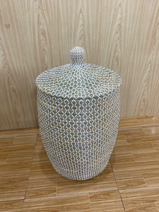 Bộ 2 Vòng cỏ biển giặt lưu trữ giỏ với nắp thuận tiện cản trở cho phòng ngủ hoặc phòng tắm tổ chức - Product Image 3