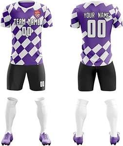 Venta al por mayor unisex secado rápido adulto fútbol Jersey traje personalizable con nombre del equipo y número diseño personalizado sublimación impresión - Product Image 1