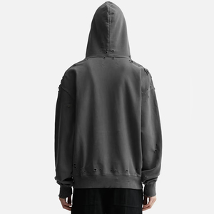 Sweat à capuche de haute qualité coupe décontractée épaules tombantes vêtements de rue personnalisés à capuche en coton mélangé Vintage - Product Image 4