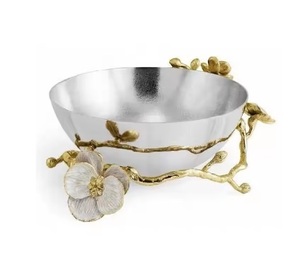 Bol en métal argenté de qualité supérieure avec poignée en champignon pour le service de collations et la décoration de table pour toutes les occasions d'événements - Product Image 6