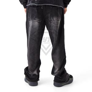 100% coton respirant lavage à l'acide survêtement motif solide 2 pièces ensemble à capuche pantalons de survêtement écologique grande taille hiver Jogging - Product Image 6