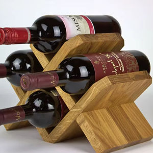 Rustic Brown <b>Wood</b> Countertop <b>Wine</b> <b>Rack</b> 4-Bottle Kitchen Display Storage Shelf for Ice Buckets and Beverage Tubs - Product Image 1