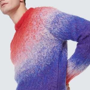 Haute qualité col rond manches longues coupe ajustée hiver moelleux tricot Anti-rétrécissement séchage rapide respirant coupe décontractée pull hommes - Product Image 2