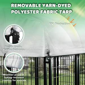 Ağır kaynaklı tel demir Modern köpek oyun parkı çit güvenli kilit UV dayanıklı su geçirmez çatı örtüsü büyük köpek kulübesi evcil hayvan kafesi - Product Image 3