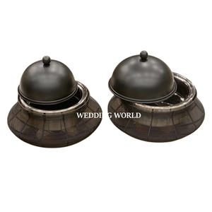 Ensemble de deux marmites en métal noir mat, faites à la main, de qualité supérieure, chauffe-plats en métal neuf - Product Image 1