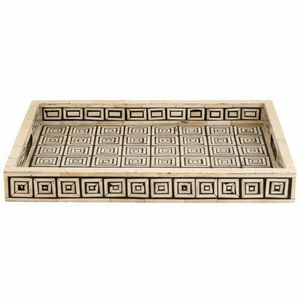 Bandeja de Servicio Tradicional para Bodas con Incrustaciones de Hueso Negro Grande |   Bandeja de Madera Maciza de Lujo para Alimentos y Café |   Logotipo Personalizado OEM/ODM de Tamaño Personalizado - Product Image 2