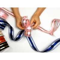 Solid Color Metallic Edged Satin Center Grosgrain <b>Ribbon</b> Glitter Printed for Birthday Gifts - Product Image 2