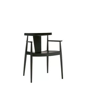 Silla de Comedor Moderna de Alta Calidad, Fabricada con Madera de Teca Reciclada, con Brazos, sin Cojín, Color Negro, para Apartamentos y Hoteles - Product Image 4