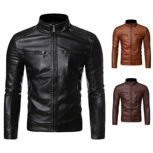 Fashionable Customized Brown <b>Sheepskin</b> Leather Vintage Windproof Eco-Friendly Genuine Leather Bomber <b>Jacket</b> for Men - Product Image 3