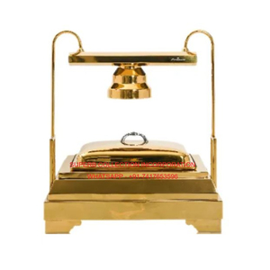 Chauffe-plats rond en acier inoxydable doré de conception standard pour hôtel et restauration, restaurant et fête - Product Image 3