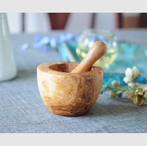 Mortier et pilon en bois de la meilleure qualité pour restaurant à domicile accessoires de cuisine outils d'herbes et d'épices broyeur de médicaments en granit masher - Product Image 3