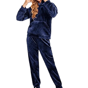 Conjunto Deportivo Informal de Verano para Mujer, Transpirable, con Capucha, de Algodón, Sudadera y Pantalones Deportivos Lisos - Product Image 1