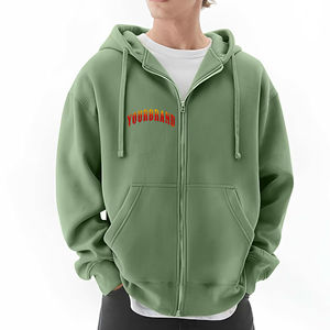 Sudadera con capucha de algodón 100% de alta calidad con cremallera personalizada con estampado DTG para hombre de gran tamaño en blanco peso pesado cálido ropa de invierno Sudadera con capucha - Product Image 1