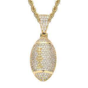 Colgante Personalizado de Plata de Ley Bañada en Oro de 14K con Moissanita Brillante en Forma de Bola, Microincrustaciones, Joyería Deportiva Hip Hop - Product Image 1