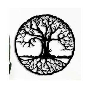 Art mural en métal rond, arbre de vie élégant, décoration murale pour la maison et le bureau - Product Image 2