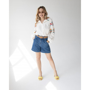 Women's Embroidered Islamic Blouse Long Sleeves Adjustable <b>Elastic</b> Viscose V-Neck <b>Lace</b> Casual Daily Mini Summer Office Wear - Product Image 2