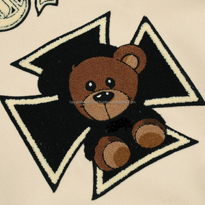 Fabricant de vêtements de rue, vente en gros, patch en chenille brodé personnalisé, ours, taille plus, veste universitaire pour homme, hiver, toile, style vintage - Product Image 3