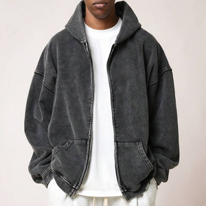 Sudaderas con Capucha Premium para Hombre, Lavado Ácido, Gruesas, Extra Grandes, con Cierre, de Algodón Combinado, de Alta Calidad - Product Image 1