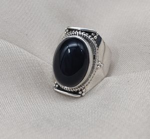 Anillo de ónix negro de Plata de Ley 925, cabujón ovalado, joyería de piedras preciosas naturales hecha a mano Vintage, venta al por mayor - Product Image 5