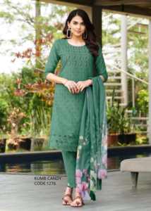 Recién llegado, ropa hermosa, estilo moderno, pantalón Kurti de algodón Cambric puro y Dupatta con fabricación de trabajo Shifflei pesado de la India - Product Image 3