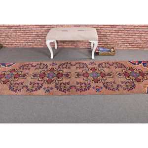 Alfombra Vintage Estilo Runner, Alfombra Turca de 2.7x10.3 pies, Alfombra de Lana Azul - Product Image 3