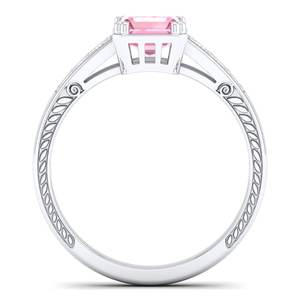 Anillo de Oro Sólido de 14K con Moissanita Certificada GRA, Corte Esmeralda, 0.75CT, Morganita, Joyería para Mujer, Precio al por Mayor REYES - Product Image 4