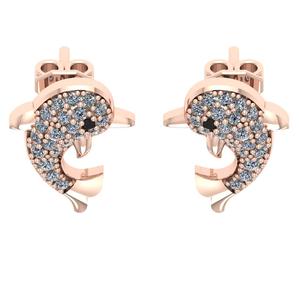 Diseño personalizado de forma redonda laboratorio cultivado diamante en forma de pez Stud pendiente en 14K pendientes de oro para mujer conjunto de joyería - Product Image 1