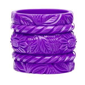 Nouveau Bracelet jonc sculpté en résine bijoux de mode rétro hommes et femmes portent des accessoires Bracelet ensemble de 5 - Product Image 3