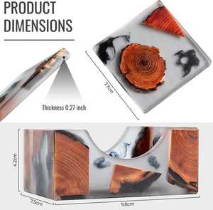 Minimalist Wooden Resin and Stone <b>Drink</b> <b>Coasters</b>, Handcrafted Luxury Table Mats <b>for</b> Everyday Use, Special Events, and Stylish - Product Image 3