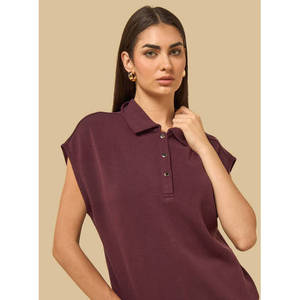 Women's Jersey Knitted for <b>Top</b> with Button Detail Short Sleeve Casual Collared Shirt Regular Fit 220g OEM Private Label - Product Image 4