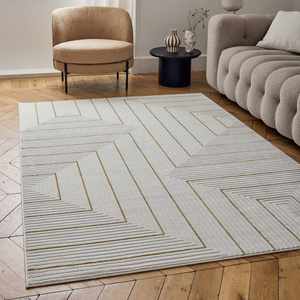 Alfombra Geométrica Carmel Crema-Dorado 6040, Elegante y Estilosa - Product Image 2
