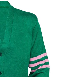 Suéter Cárdigan Informal de Invierno con Cuello en V, Mangas Largas, Diseño a Cuadros, Unisex, Grosor Estándar, Cierre de Botones, Transpirable, Bordado - Product Image 4