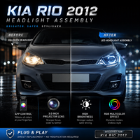 Ensemble de phares LED pour KIA RIO 2012, installation facile, phares avant, commande par application, amélioration des phares de voiture, accessoires de phares