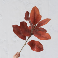 Daun Magnolia Buatan Realistis Terbaik Tahan Air Warna Coklat/Hijau 22 Inci Dekorasi untuk Paskah Bunga & Tanaman Hias Rumah