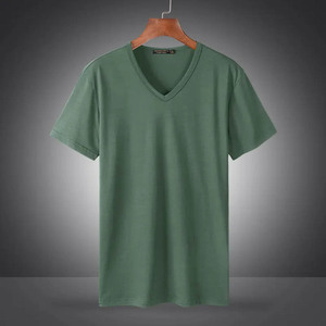 Haute qualité 100% t-shirts personnalisés manches courtes col en v 100% coton t-shirt pour hommes - Product Image 1