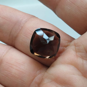 Cuarzo Ahumado Marrón Natural de 14 mm, Corte Cojín, Gema Suelta de la Mejor Calidad para Joyería - Product Image 1
