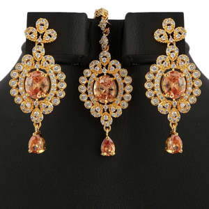 Conjunto de Joyería con Diamantes Americanos - Color Durazno y Dorado - Product Image 2