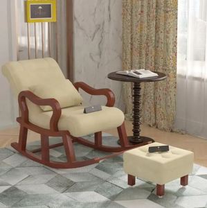 La mejor calidad, estilo de lujo, Icon Desi, madera, diseñador indio, silla mecedora sólida hecha a mano, reclinable, reposabrazos de madera de lujo, reclinable - Product Image 2