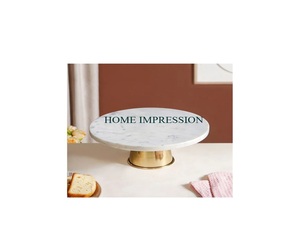Admirable Style Chaud Fabriqué À La Main pour Accessoires De Cuisine Support De Gâteau De Mariage pour Dessus De Table Base En Or Avec Dessus En Marbre Base En Métal - Product Image 1