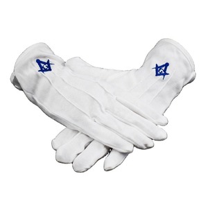 Gants brodés maçonniques de haute qualité Gants en coton blanc pour cérémonies - Product Image 3